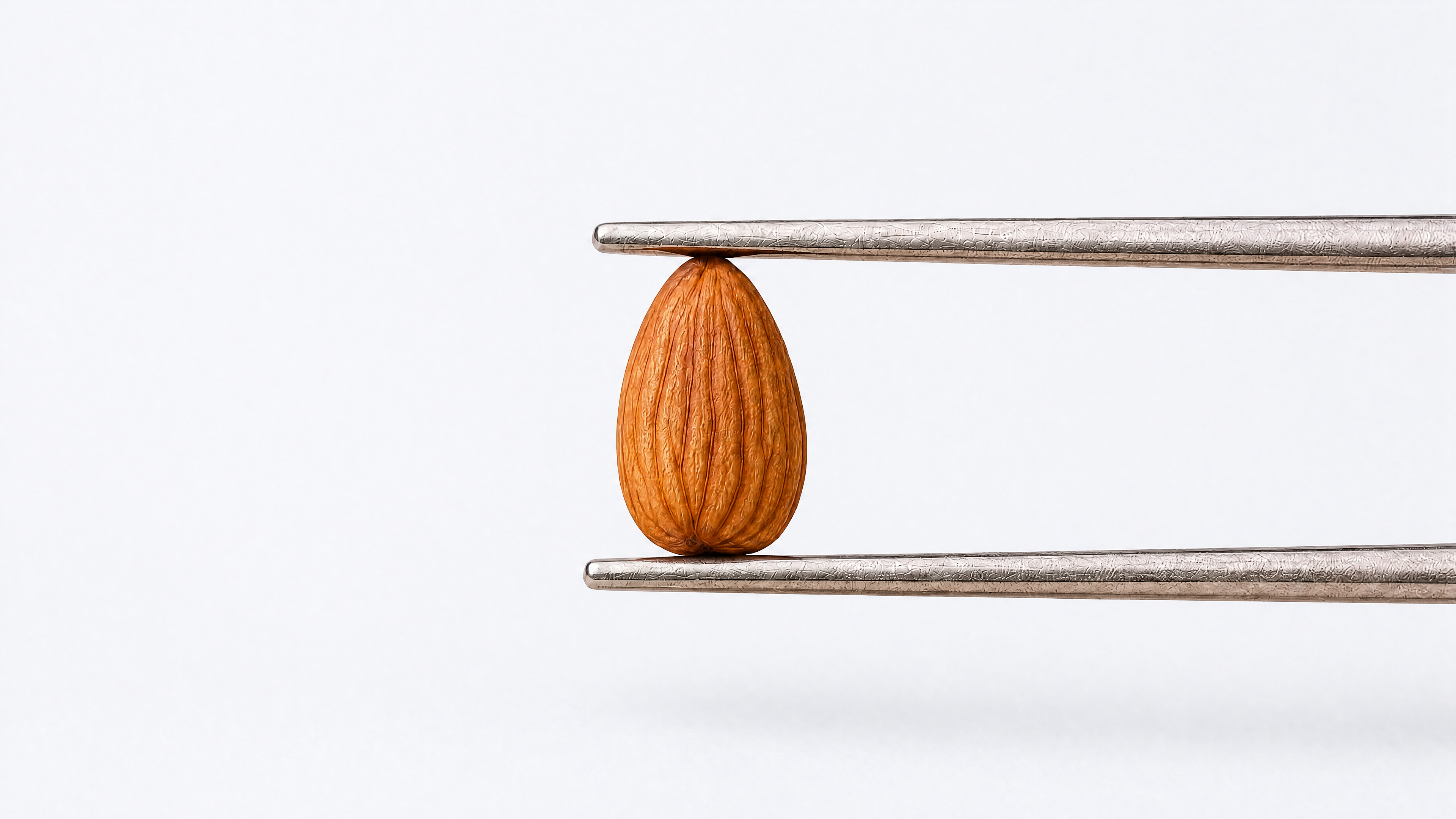 Almond held between chopsticks